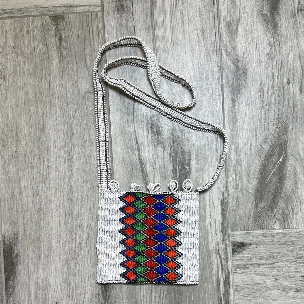 Handcrafted Beaded Crossbody Bag - Multicolor